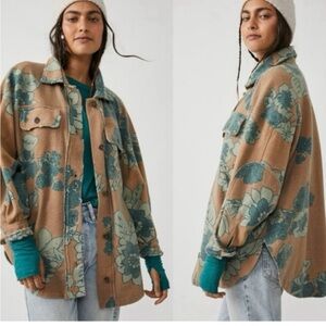 4 Sarah Only!!Free People Ruby Floral Tan and Teal Women's Jacket